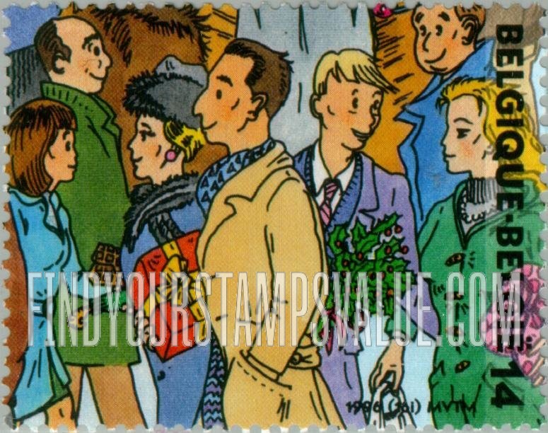 FindYourStampsValue: Christmas and New Year, Scenes from Christmas Market: People shopping