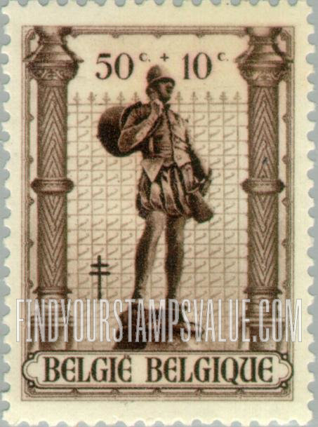 FindYourStampsValue: Semi-Postal, Statues in Petit Sablon Park, Brussels: Coppersmith