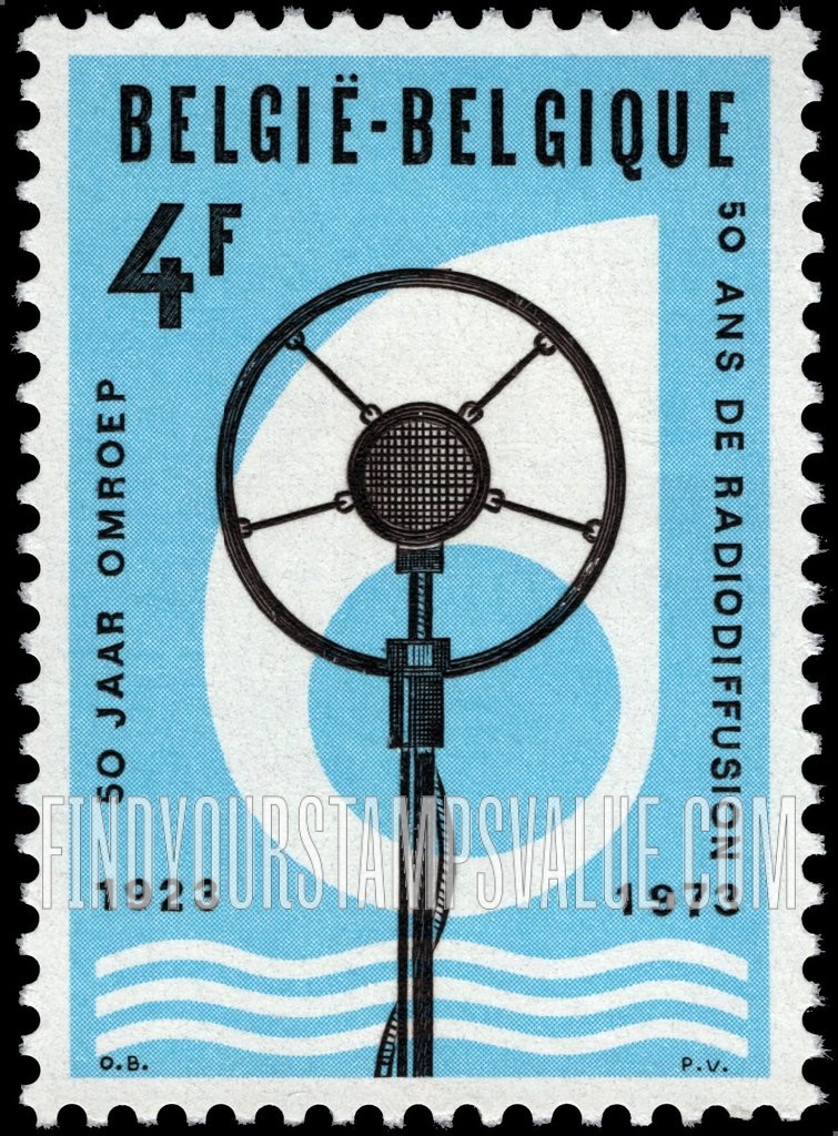 FindYourStampsValue: Early Microphone, Emblem of Radio Belgium