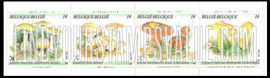 FindYourStampsValue: Mushrooms: Amanita phalloides, Amanita rubescens, Boletus erythropus, Hygrocybe persistens