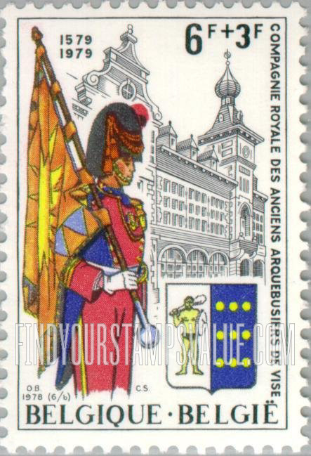 FindYourStampsValue: Semi-Postal: Harquebusier, Harquebusier Palace and coat of arms