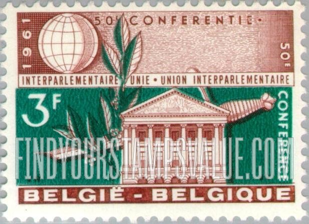 FindYourStampsValue: Senate Building, Brussels, Laurel and Sword