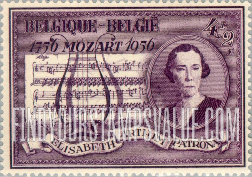 FindYourStampsValue: Semi-Postal: Queen Elisabeth and Sonata by Mozart