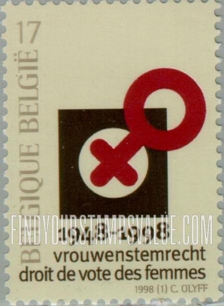 FindYourStampsValue: Woman Suffrage in Belgium, 50th Anniversary