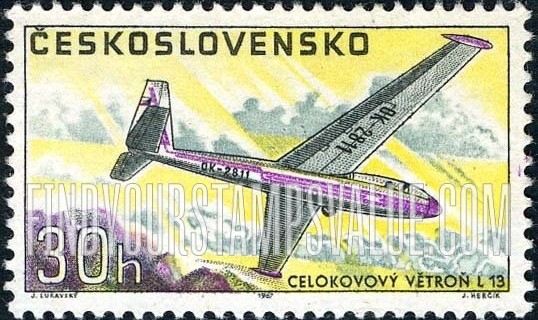 FindYourStampsValue: AIR POST STAMPS - Airplanes: Glider L-13
