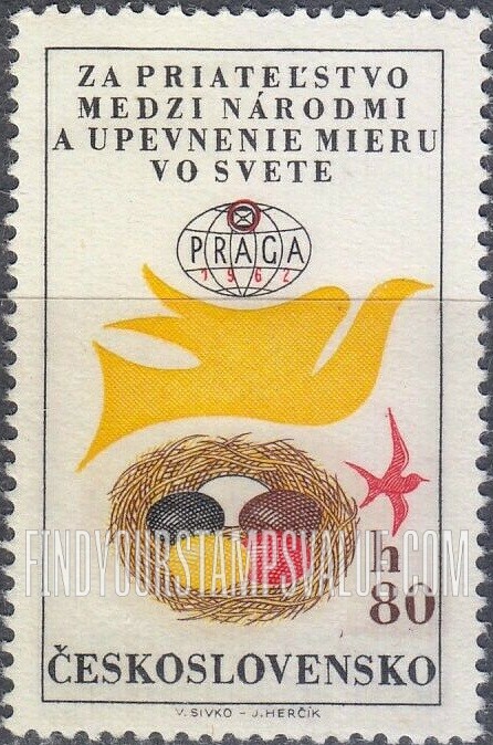 FindYourStampsValue: AIR POST STAMPS - “PRAGA” emblem and Dove & Nest of Eggs
