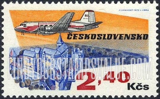 FindYourStampsValue: AIR POST STAMPS - L-14 over Pernstejn Castle