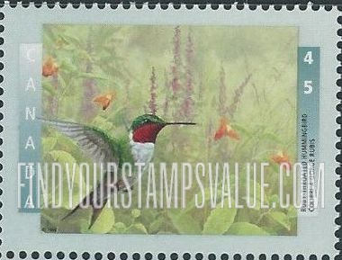 FindYourStampsValue: Birds: Ruby-throated hummingbird