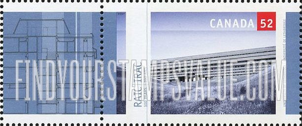 FindYourStampsValue: Royal Architectural Institute of Canada:  University of Lethbridge, by Arthur Erickson