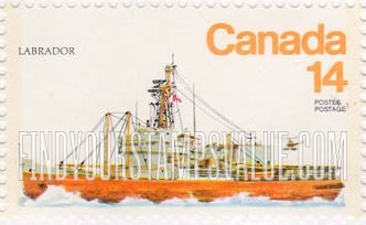 FindYourStampsValue: Sailing Ships Type of 1977: “Labrador,” 1954