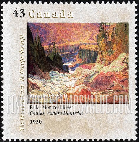 FindYourStampsValue: Falls, Montreal River, by J.E.H. MacDonald.