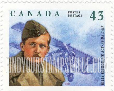 FindYourStampsValue: Billy Bishop (1894-1956), Fighter Ace