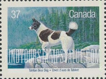 FindYourStampsValue: Canadian Kennel Club, Centennial: Tahltan bear dog