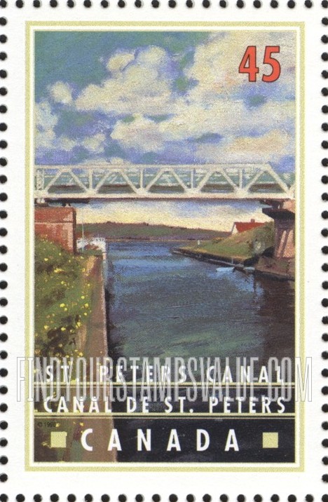 FindYourStampsValue: Canals of Canada: St. Peters Canal, Nova Scotia