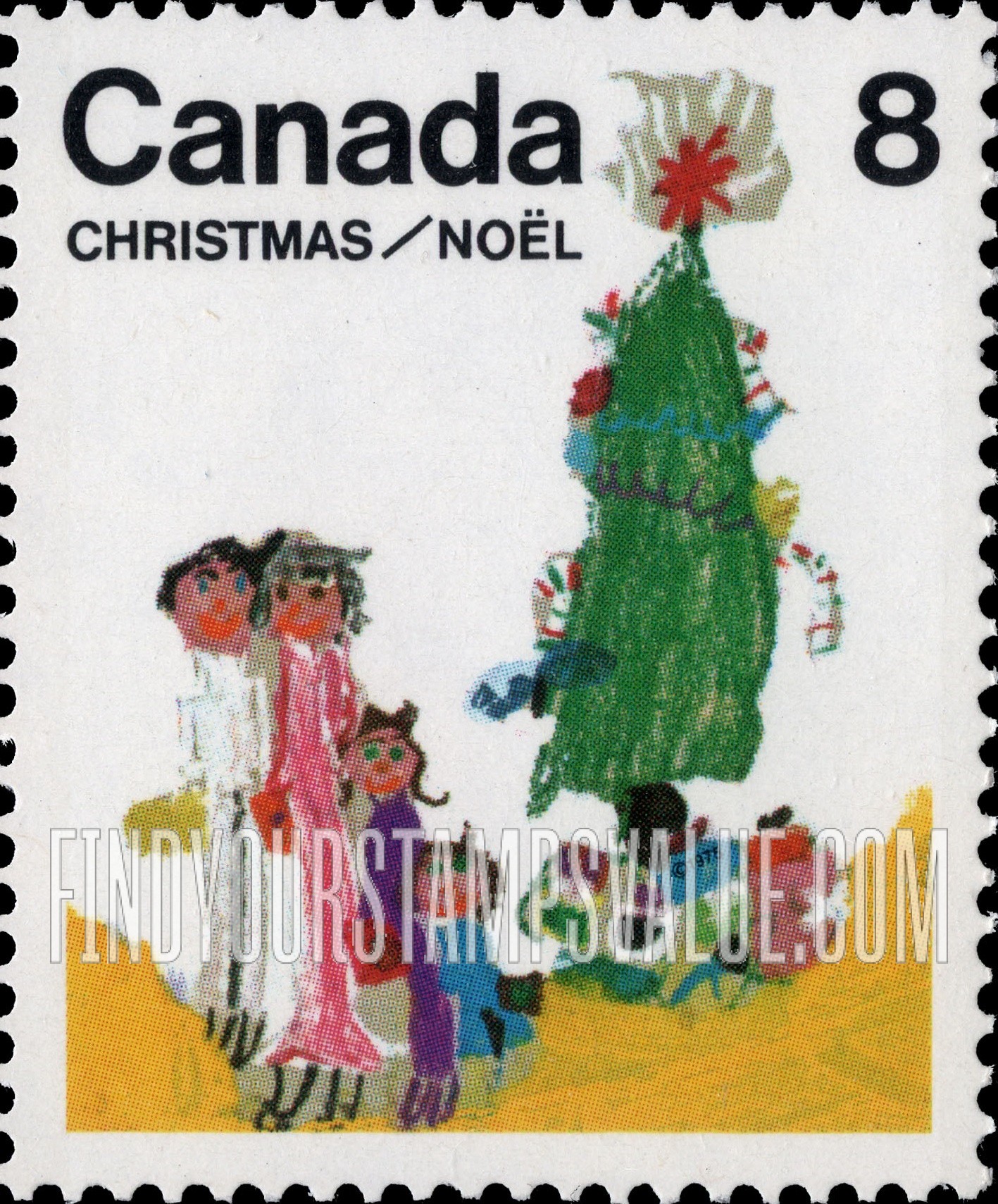 FindYourStampsValue: Christmas: Family and Christmas Tree