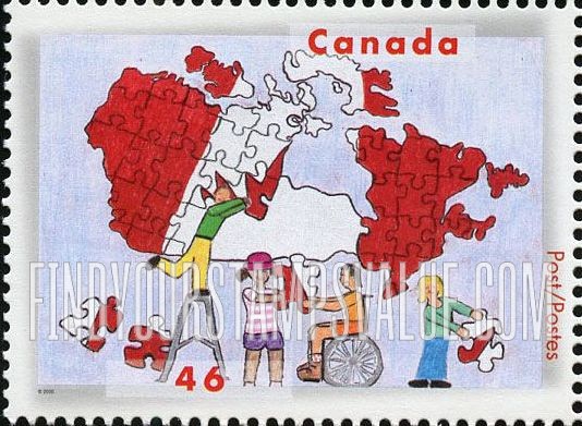 FindYourStampsValue: Stampin’ the Future Children's StampDesign Contest Winners: Children and map of Canada, by Christine Weera