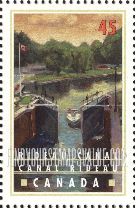 FindYourStampsValue: Canals of Canada: Locks, Rideau Canal, Ontario