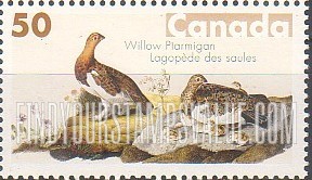 FindYourStampsValue: Bird Paintings by John James Audubon: Willow ptarmigan