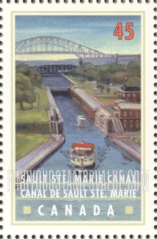 FindYourStampsValue: Canals of Canada: Sault Ste. Marie Canal, Ontario