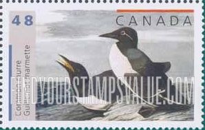 FindYourStampsValue: Bird Paintings by John James Audubon: Common murre