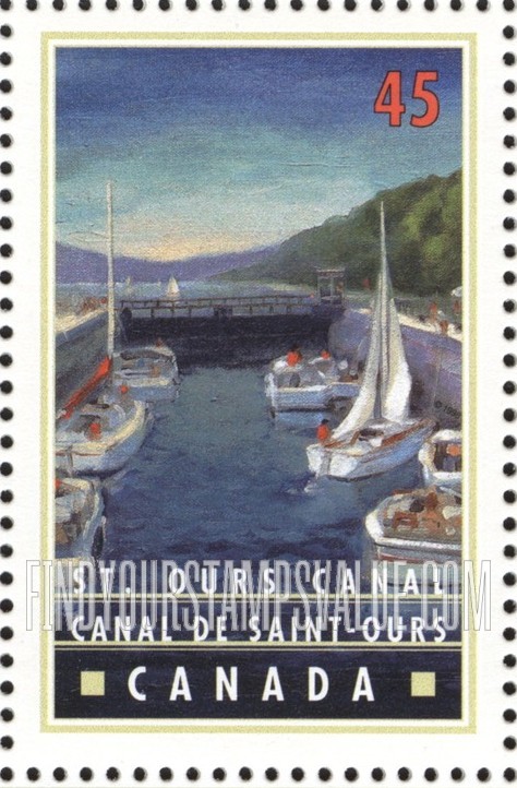 FindYourStampsValue: Canals of Canada: St. Ours Canal, Quebec