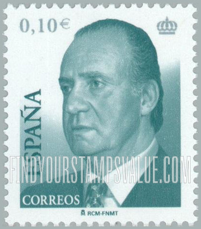 FindYourStampsValue: King Juan Carlos Type of 2001 With Euro Denominations Only