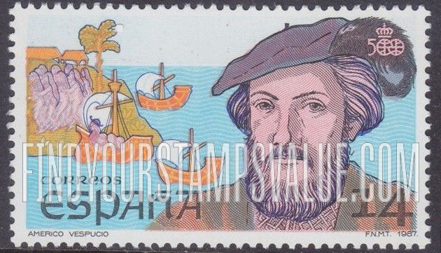 FindYourStampsValue: Discovery of America, 500th Anniversary (in 1992): Ships and Amerigo Vespucci (1454-1512), Italian navigator