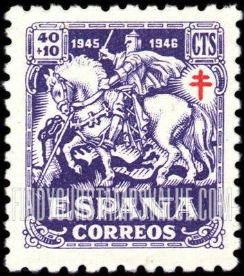 FindYourStampsValue: Semi-Postal: Lorraine Cross in Red, St. George Slaying the Dragon