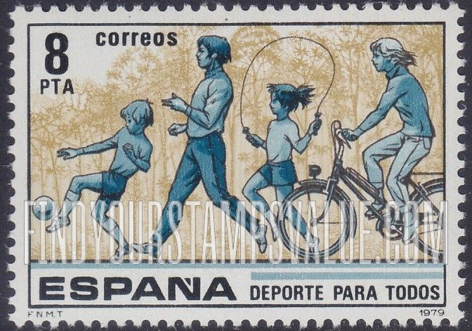 FindYourStampsValue: Sport for All: Children kicking ball and skipping rope, jogging and bicycling