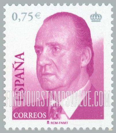 FindYourStampsValue: King Juan Carlos Type of 2001 With Euro Denominations Only