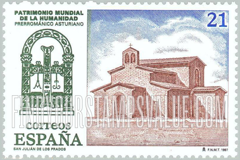 FindYourStampsValue: Sites on UNESCO World Heritage List, Churches in Oviedo: San Julian de los Prados