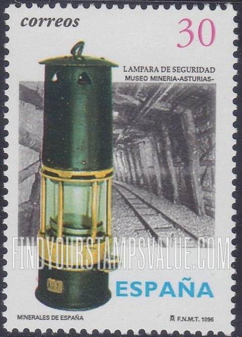 FindYourStampsValue: Spanish Mining: Miner’s lamp from Museum of Mining and Industry, mine shaft