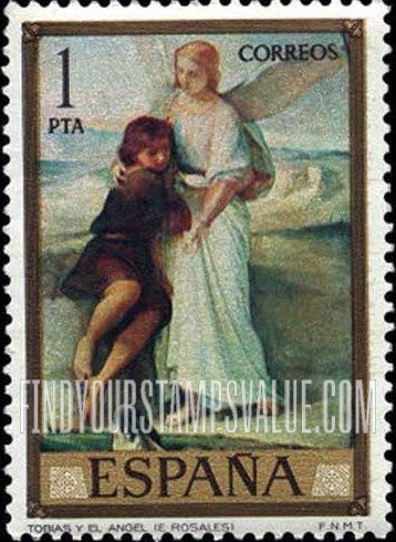 FindYourStampsValue: Stamp Day (Eduardo Rosales, 1836-73, Paintings): Tobias and the Angel