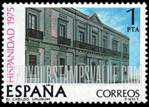 FindYourStampsValue: El Cabildo, meeting house of 1st Uruguayan Government