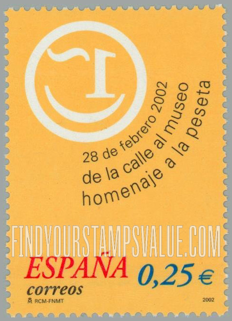 FindYourStampsValue: Retirement of Peseta Currency