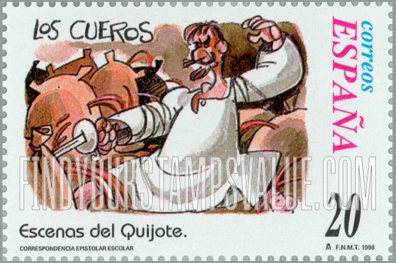 FindYourStampsValue: Letter Writing, Scenes from “Don Quixote”: “Los cueros”