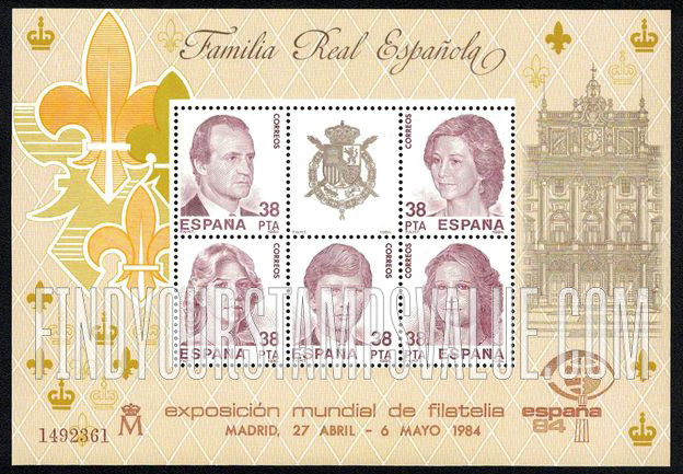 FindYourStampsValue: Souvenir Sheet: Espana ’84 (Spanish Royal Family)