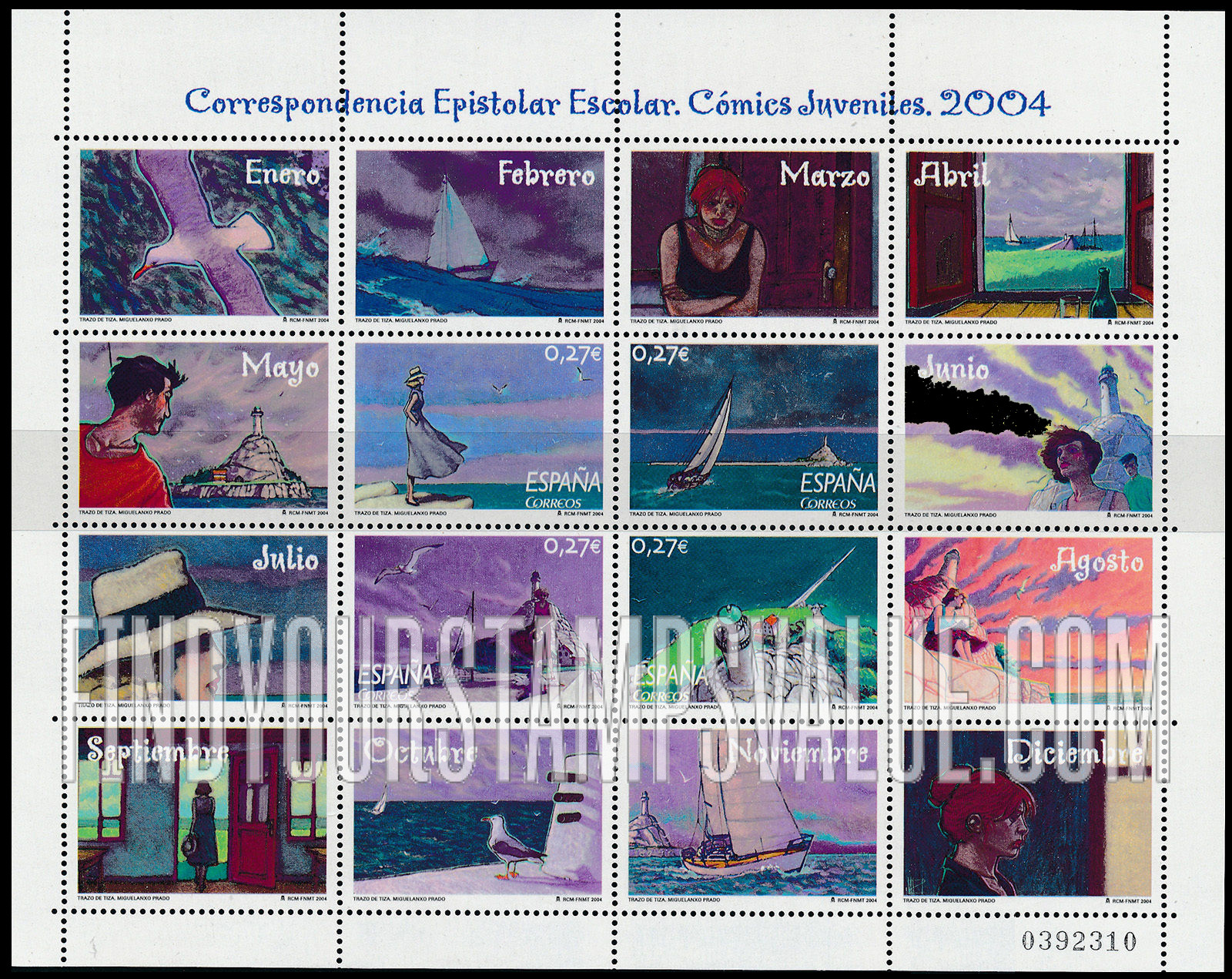 FindYourStampsValue: School Letter Writing Campaign. Scenes from comic strip Trazo de Tiza, by Miguelanxo Prado