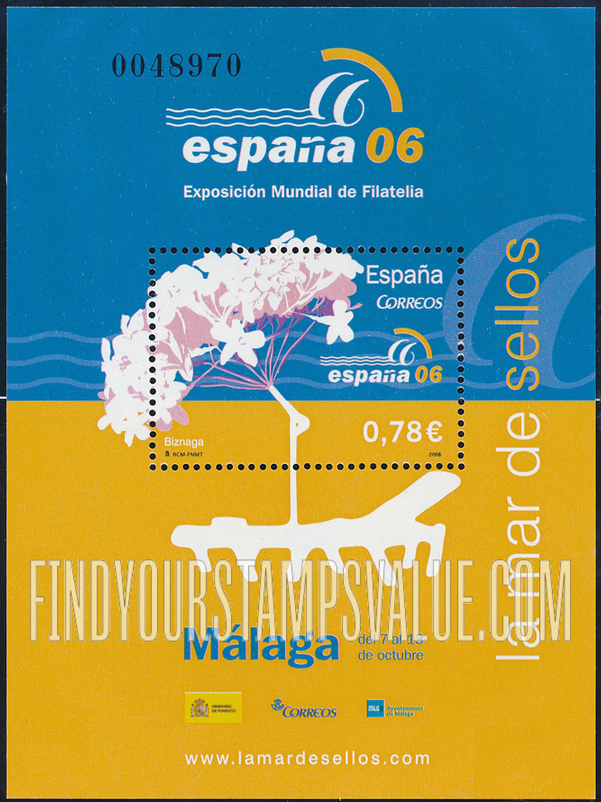FindYourStampsValue: España 06 Intl. Philatelic Exhibition, Málaga