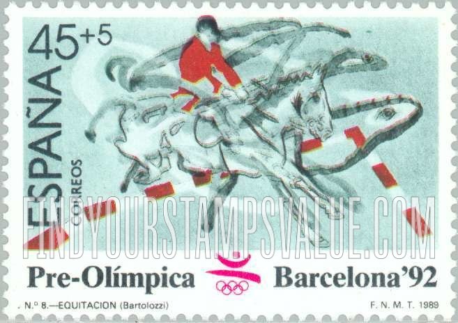 FindYourStampsValue: Semi-Postal: 1992 Summer Olympics, Barcelona, Equestrian