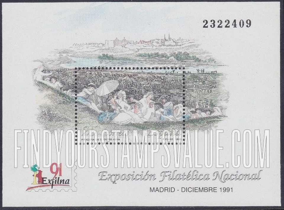 FindYourStampsValue: The Meadowlands of St. Isidro by Goya