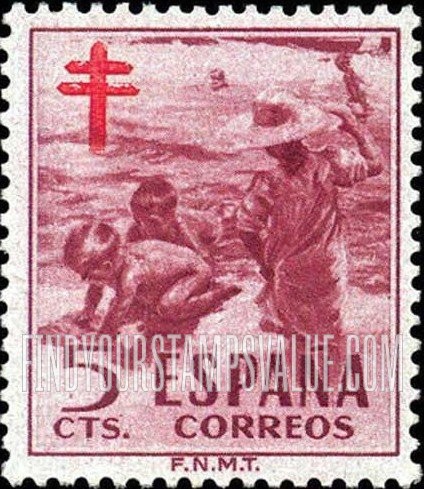 FindYourStampsValue: Postal Tax: Tuberculosis Fund, Children at Seashore