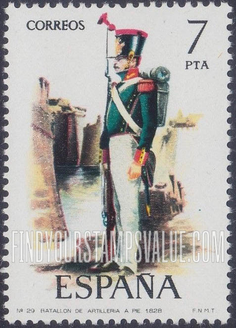 FindYourStampsValue: Uniforms: Artillery infantry, 1828