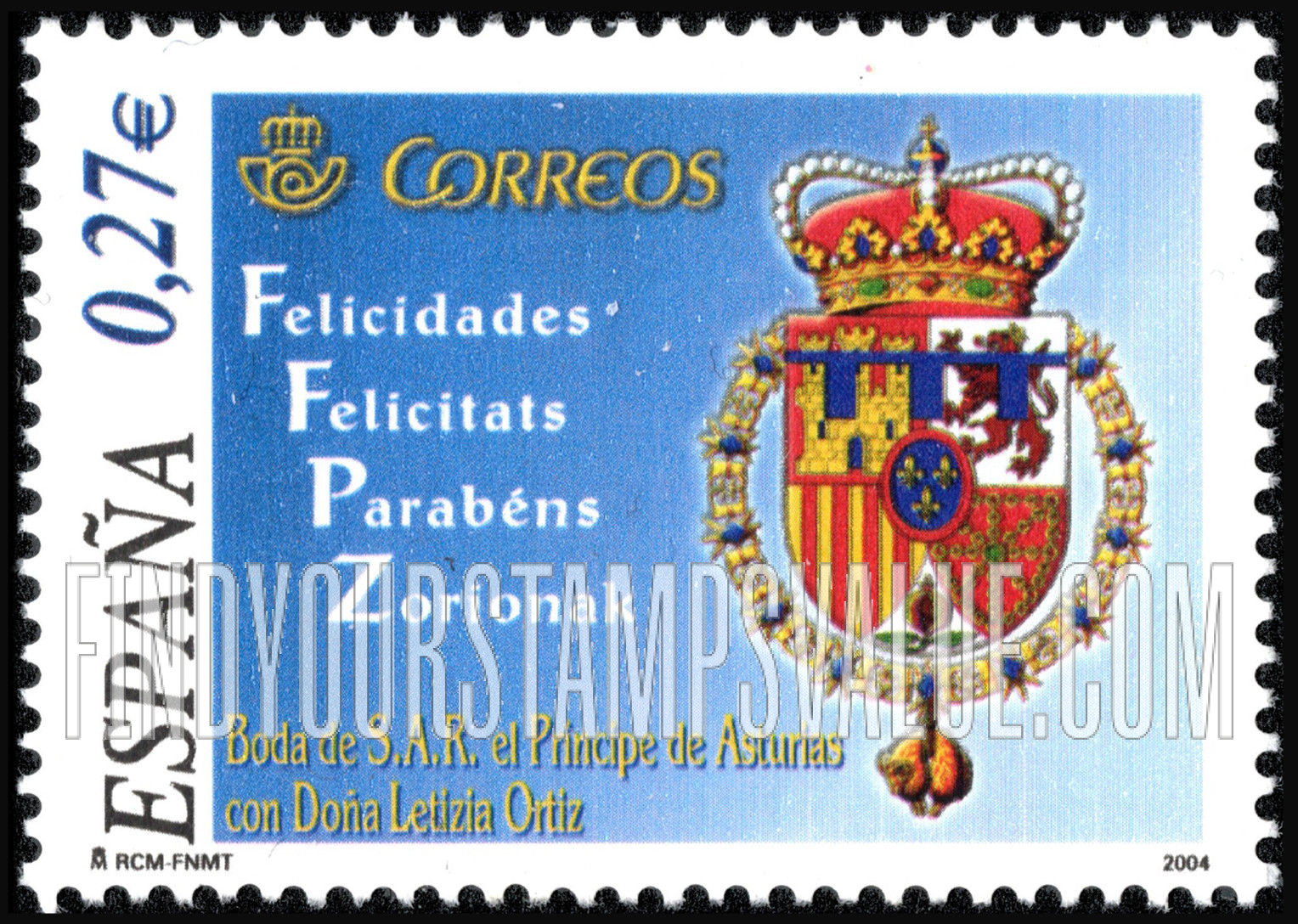 FindYourStampsValue: Wedding of Prince Felipe and Letizia Ortiz Rocasolano