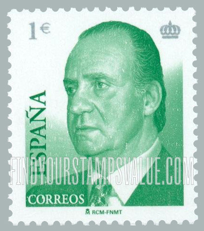 FindYourStampsValue: King Juan Carlos Type of 2001 With Euro Denominations Only