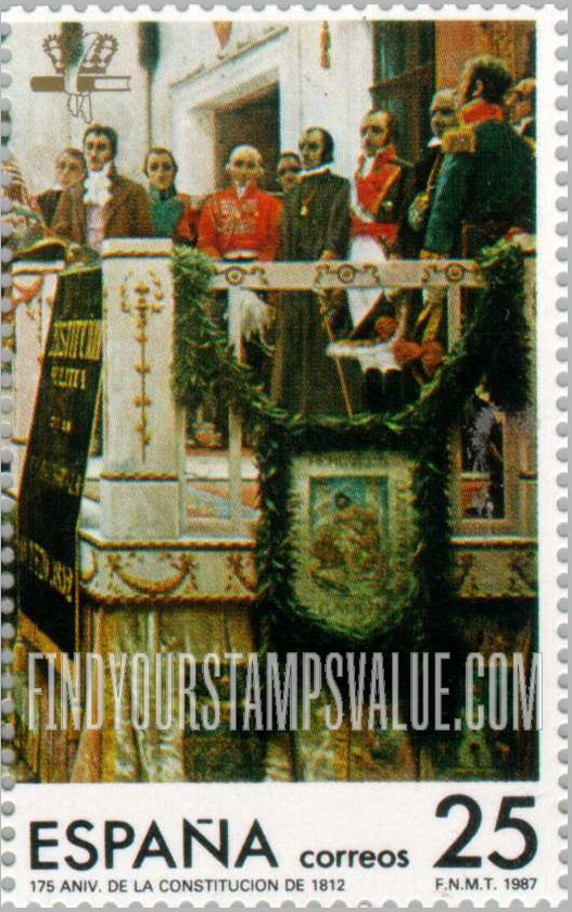 FindYourStampsValue: Constitution of Cadiz, 175th Anniversary: The Promulgation of 1812, by Salvador Viniegra