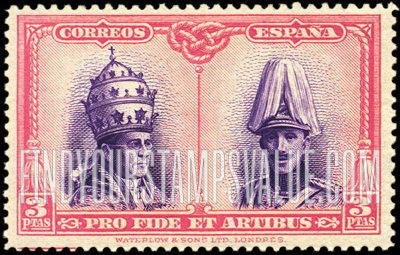 FindYourStampsValue: Semi-Postal: Catacombs Restoration, Santiago, Pope Pius XI and King Alfonso XIII