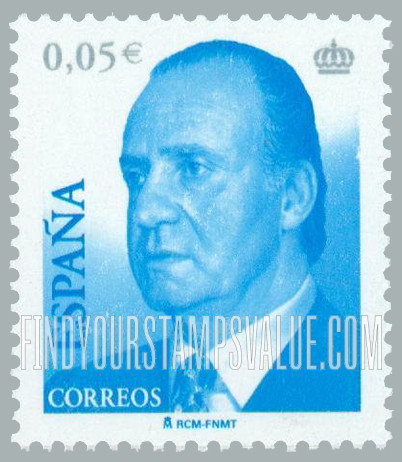 FindYourStampsValue: King Juan Carlos Type of 2001 With Euro Denominations Only