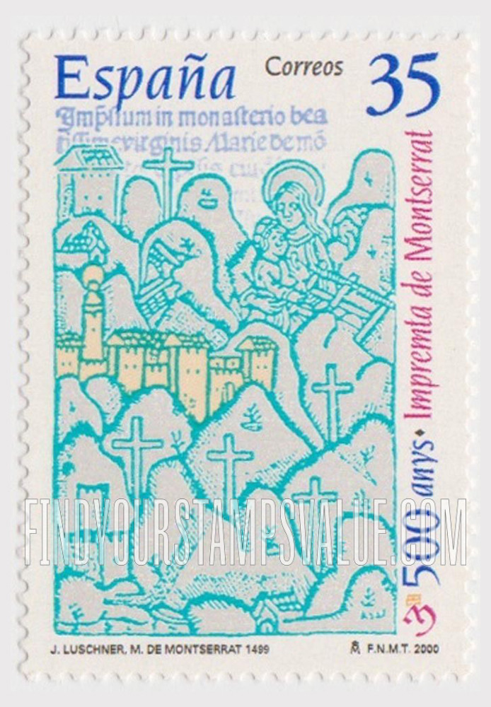FindYourStampsValue: First Printing at Montserrat Monastery, 500th Anniversary