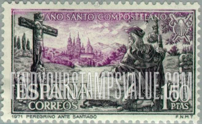 FindYourStampsValue: Pilgrim before entering Santiago de Compostela